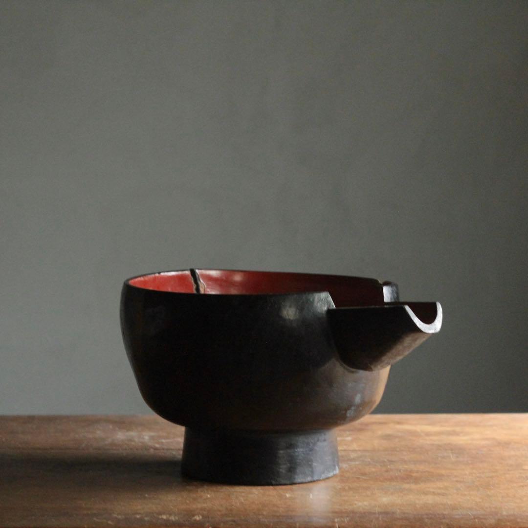 古い 酒上げ 酒器 漆器 片口 古美術 古道具 アンティーク 割れ欠け 朽木塗
