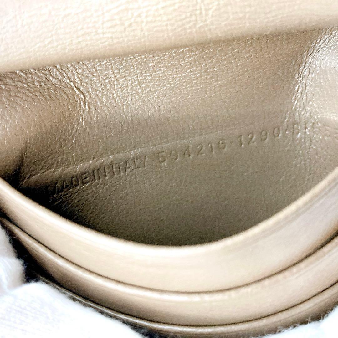 美品✨BALENCIAGA バレンシアガ　エブリデイ　折り財布　ベージュ　シボ革