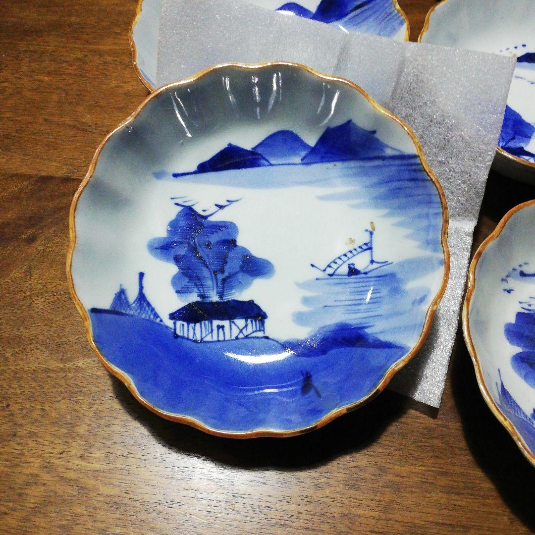 古伊万里江戸後期山水染付け6枚セット