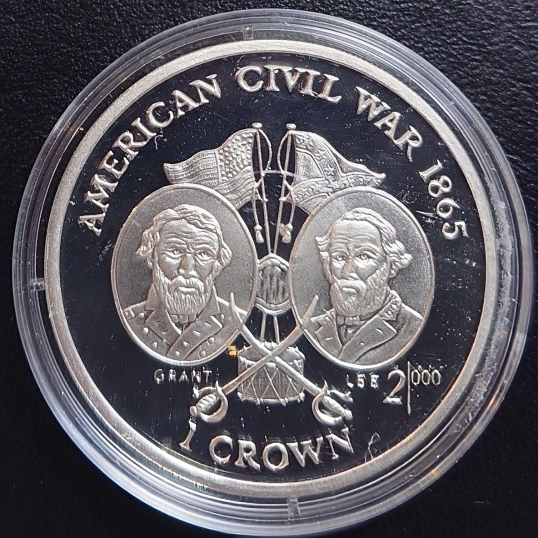 1999年 マン島銀貨 1クラウン アメリカ南北戦争記念銀貨 SV925 大型