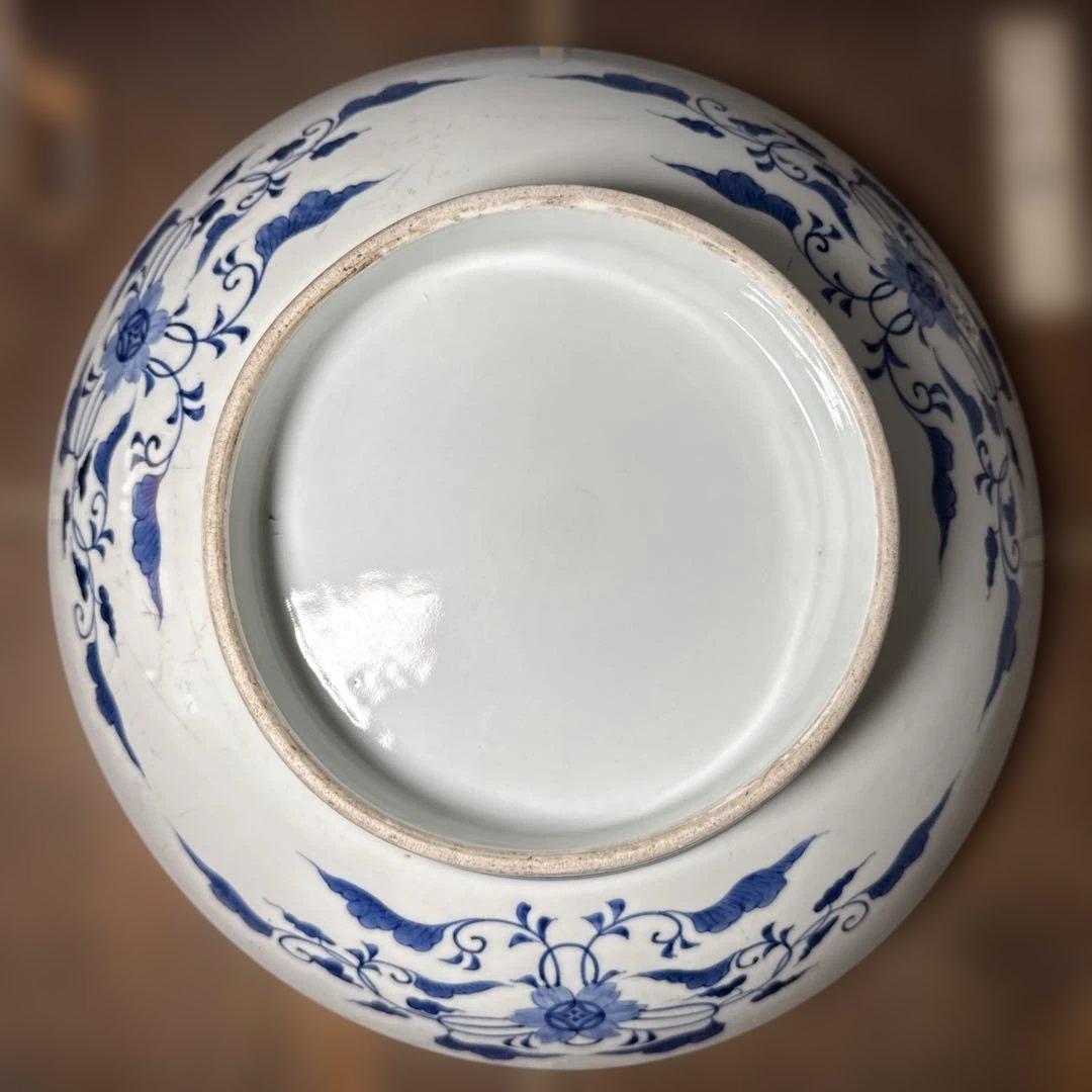 宝暦〜幕末　後期鍋島　染付松竹梅大皿　裏唐草文　蒐集家放出品　同手図録掲載品