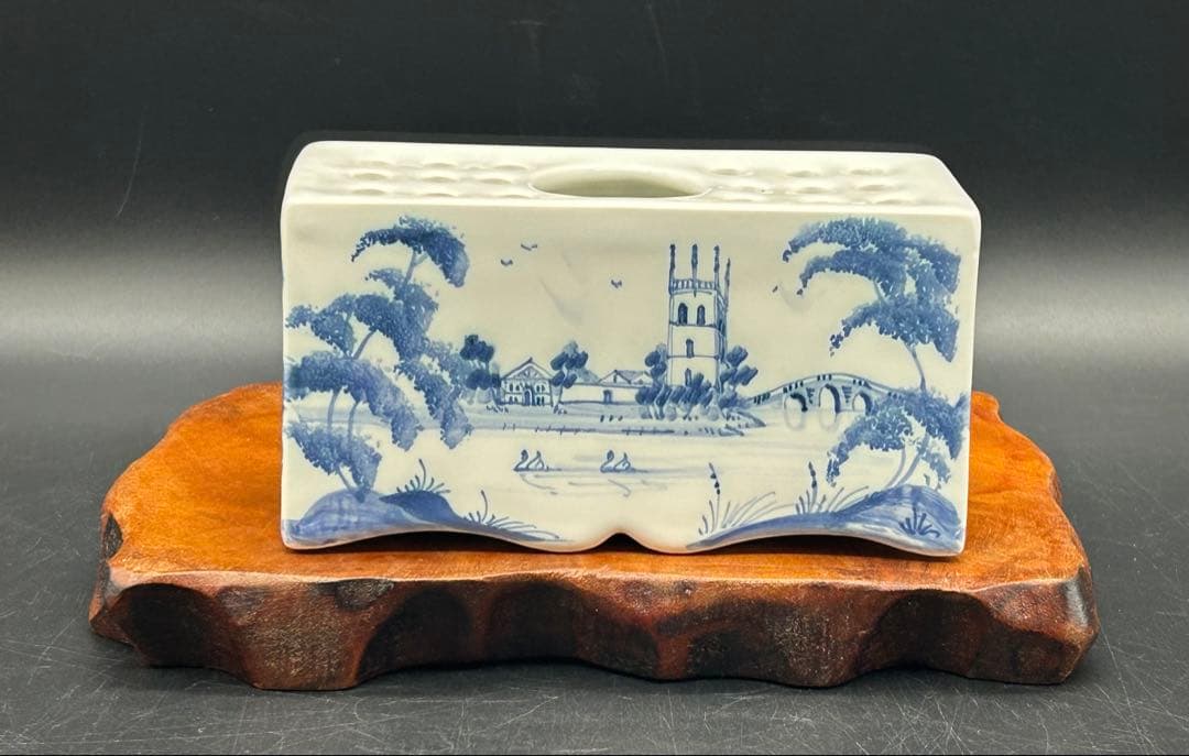 陶器　イギリス　オックスフォード製　デボラ・シアーズ　花瓶　花器　手描き