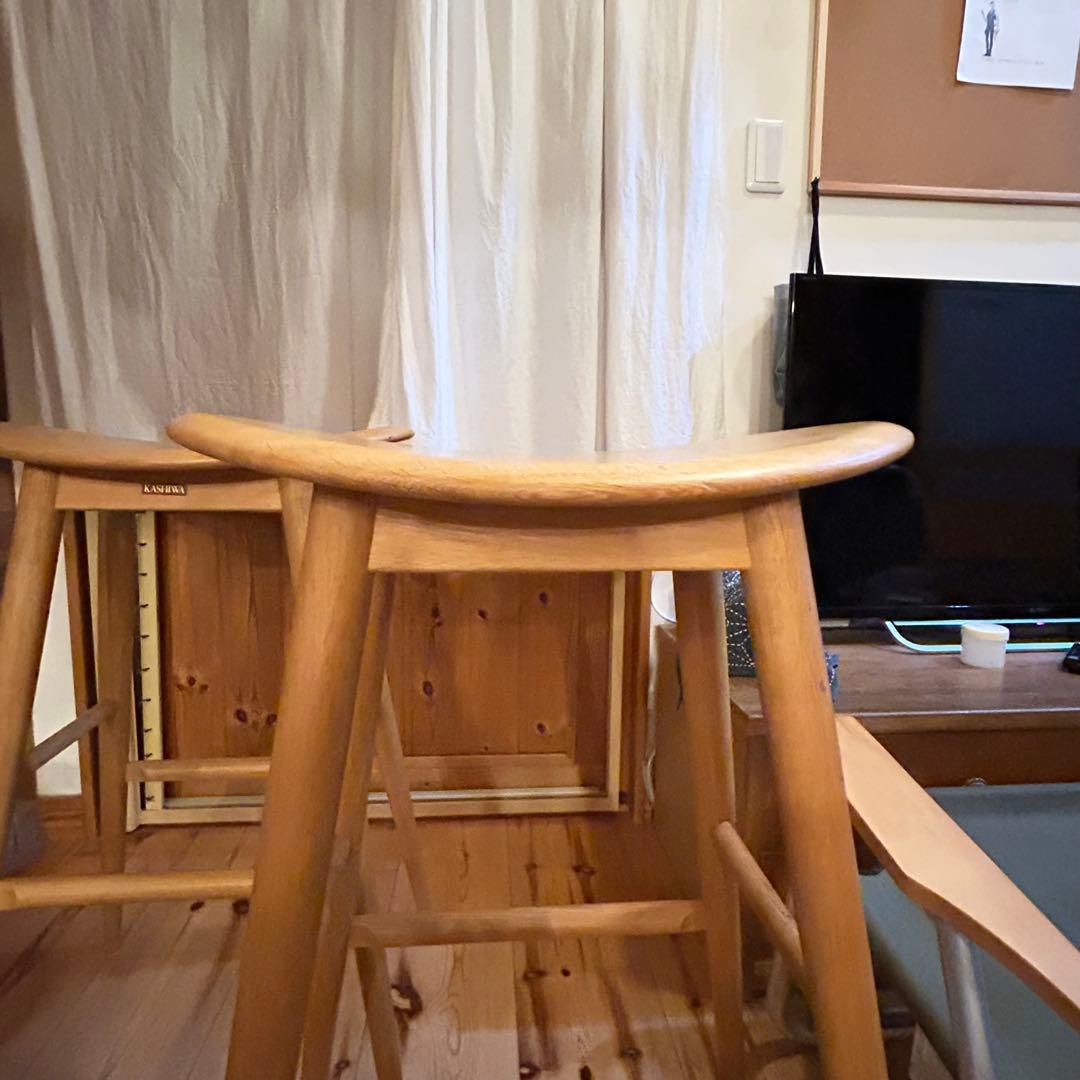 柏木工　ナチュラルウッド カウンターチェア　　 バースツール 2脚セット