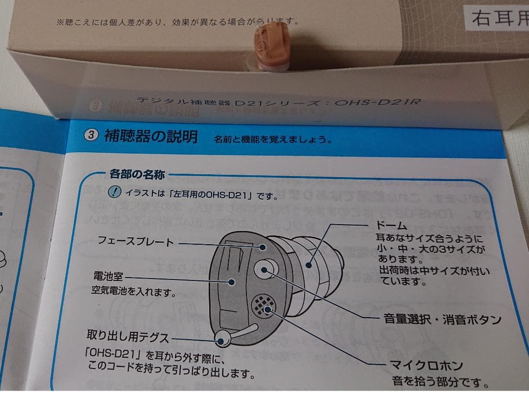 小型集音器・補聴器 右耳用