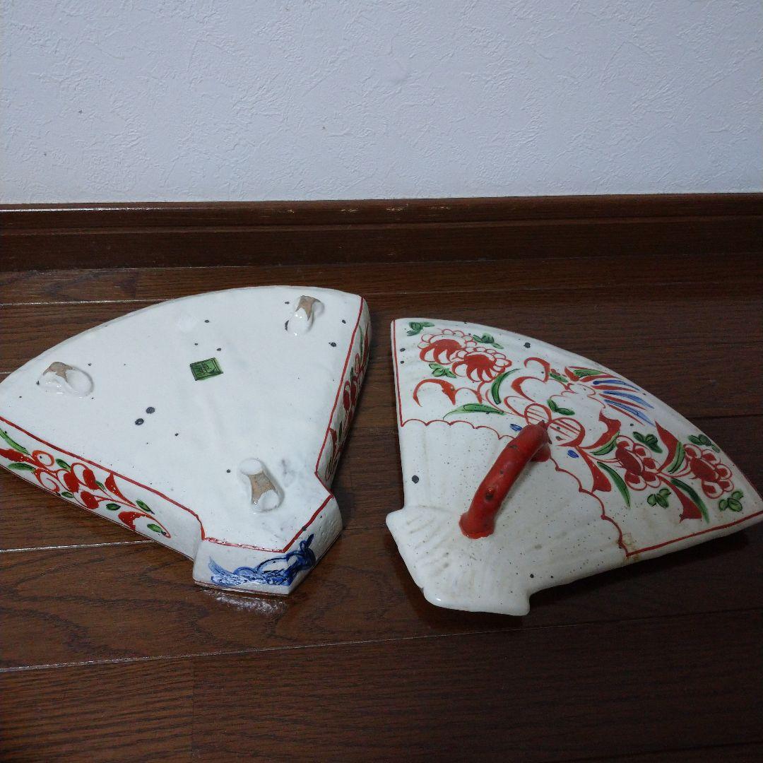 大特価‼️ 最終値下げ‼️ 中垣連次作‼️ 赤絵 扇型 蓋物‼️ 一点物‼️