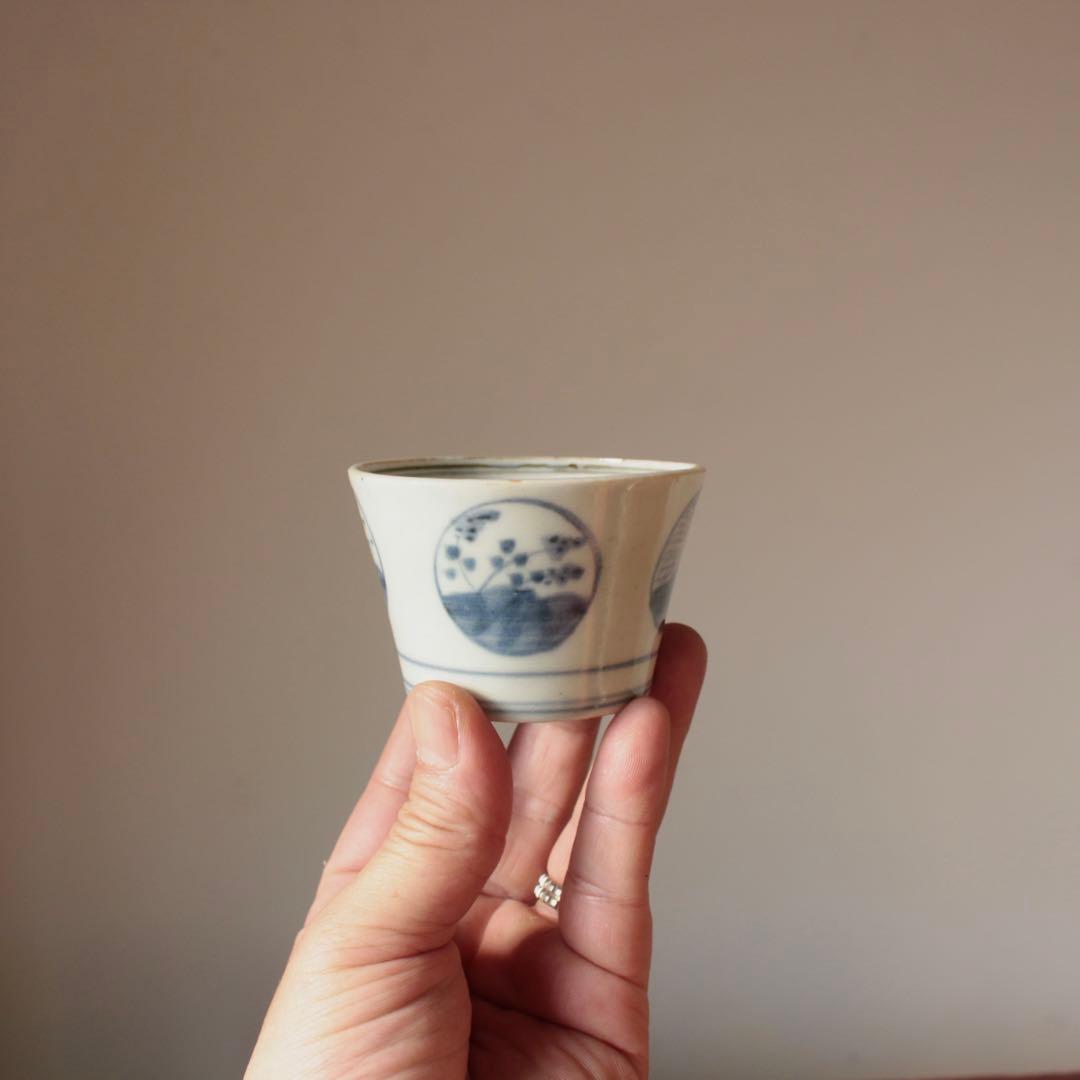 染付 丸紋 丸文 筒盃 蕎麦猪口 酒器 古美術 古道具 アンティーク 古伊万里