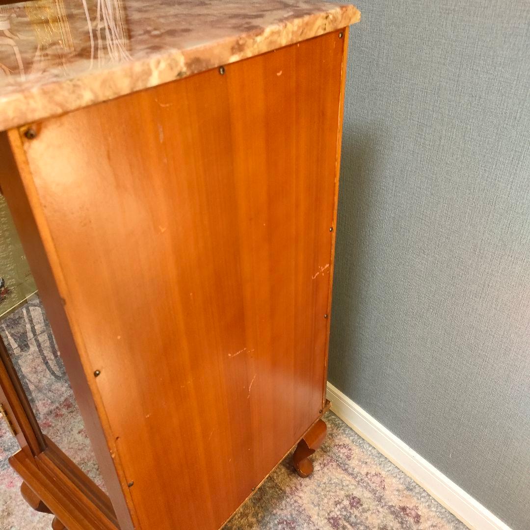 【希少】大理石天板クラシック猫脚コレクション飾り棚 ガラスショーケース」