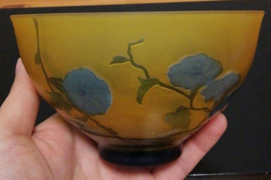 亀井浩美作　幻彩琳　朝顔文　茶碗　共箱　栞付　茶道具