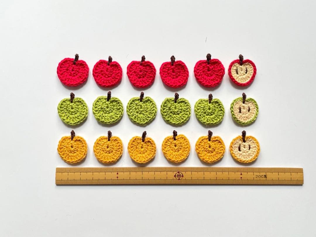 かぎ針編み ブーツ40個 りんごモチーフ16個 りんご梨モチーフ18個