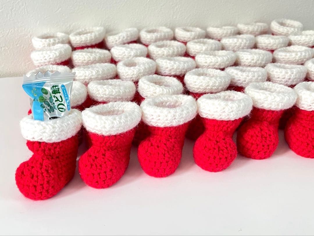 かぎ針編み ブーツ40個 りんごモチーフ16個 りんご梨モチーフ18個