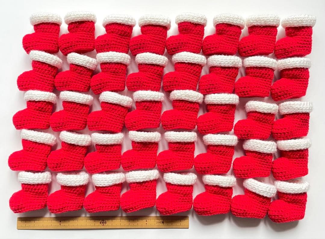 かぎ針編み ブーツ40個 りんごモチーフ16個 りんご梨モチーフ18個