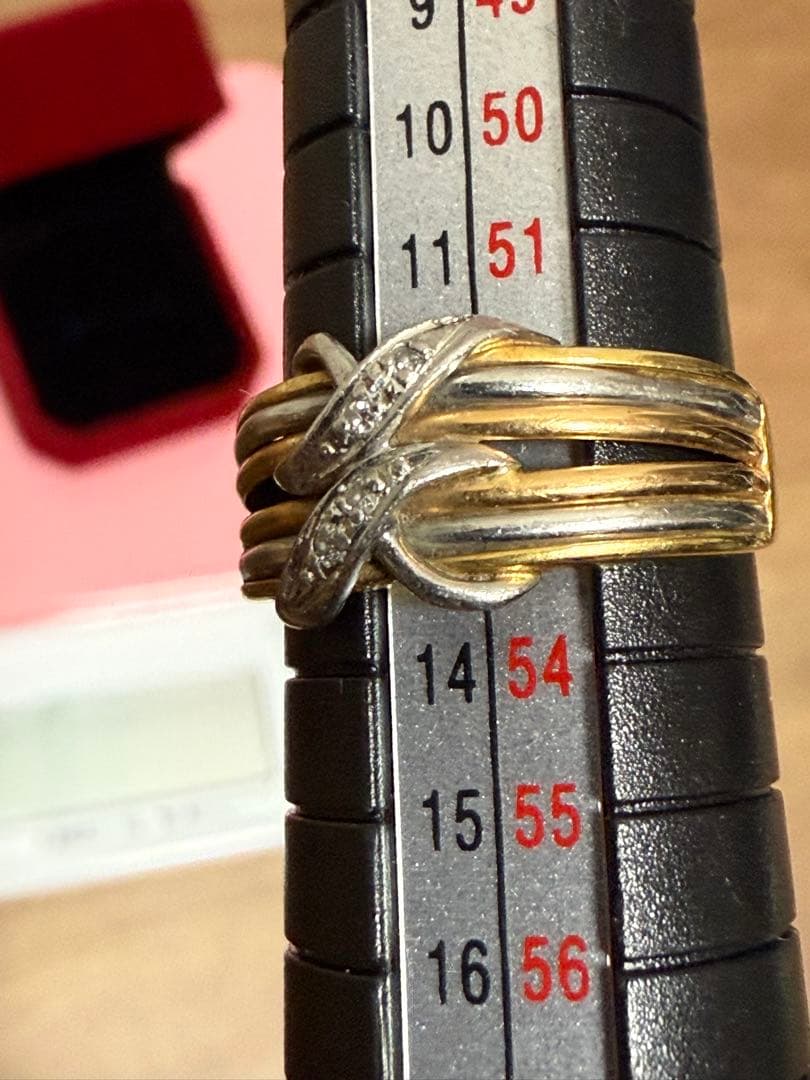 K18プラチナコンビダイアモンドリング3g