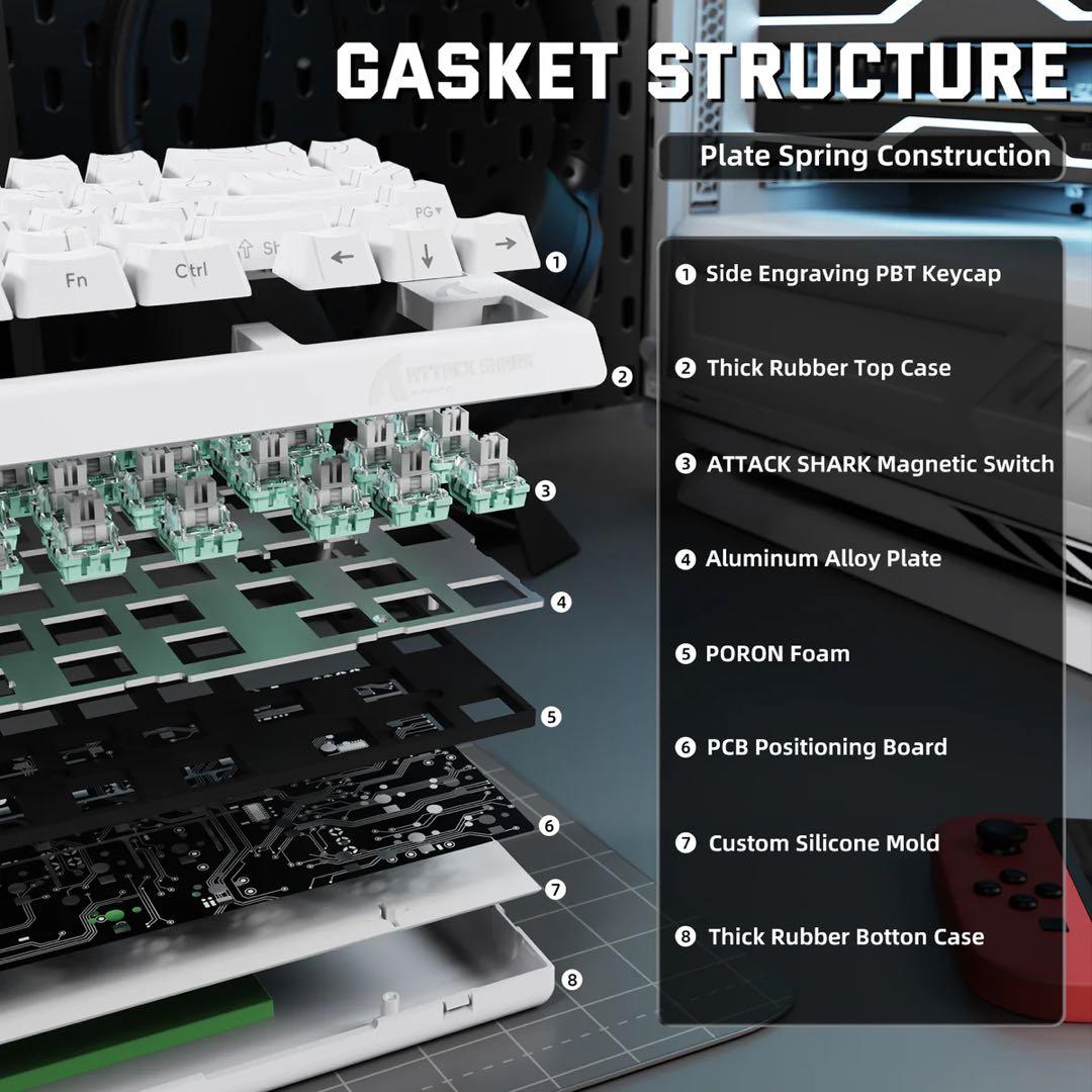 ATTACK SHARK X68PROHE ラピッドトリガー 磁気スイッチ 白