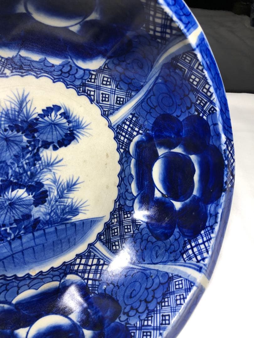染付大缽。古伊万里。骨董品。古美術。江戸時代。舊家藏出。