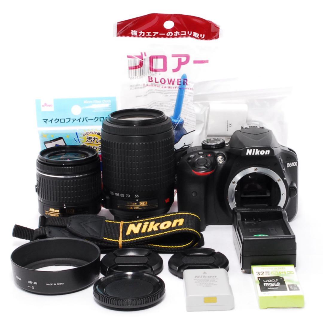 ◆AF-Pレンズ◆Nikon D3400◆Wレンズ◆一眼レフカメラ◆WiFi転送