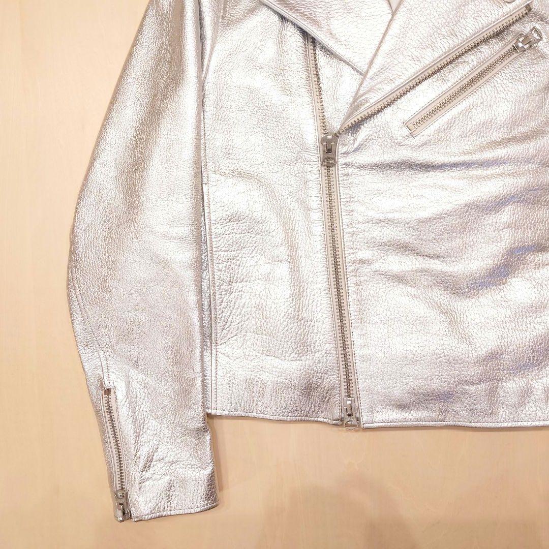acne studios ライダースジャケット シルバー レザー gibson