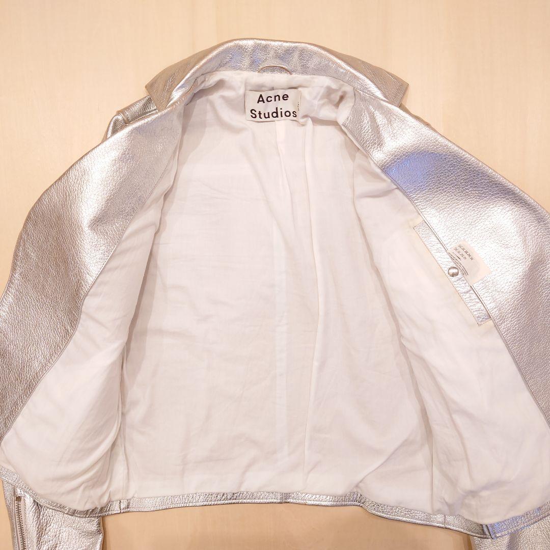 acne studios ライダースジャケット シルバー レザー gibson
