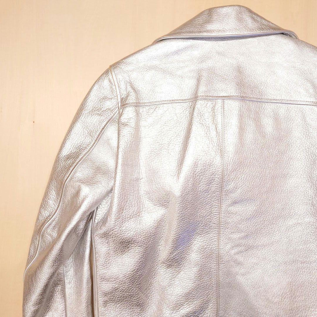 acne studios ライダースジャケット シルバー レザー gibson