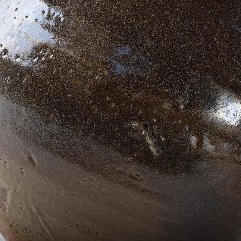 朝鮮美術　李朝　高麗黒釉　双耳壷　時代箱付　V　R8409B