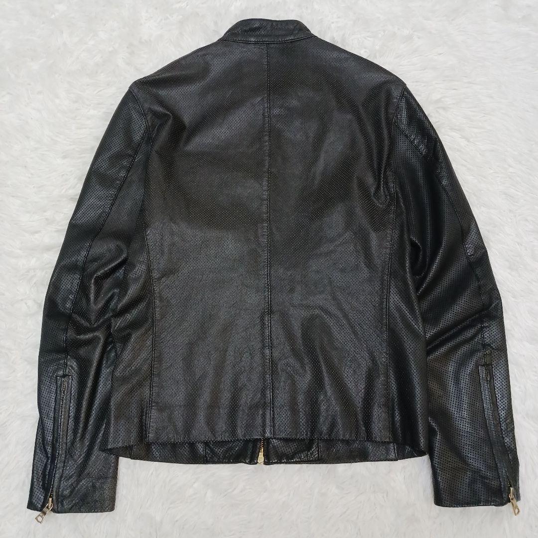 ✨美品✨希少デザイン✨ビームス　パンチング　シングルライダース　ブラック　M