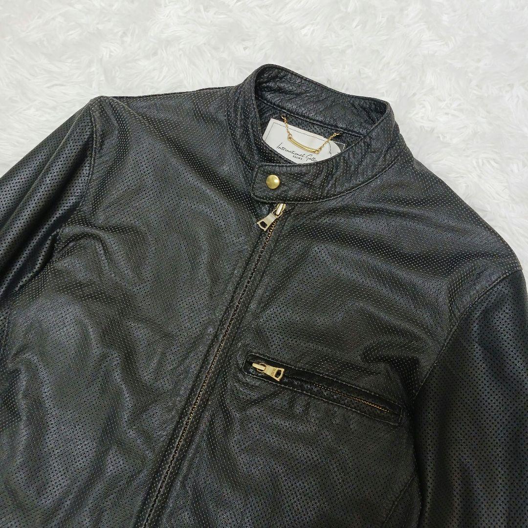 ✨美品✨希少デザイン✨ビームス　パンチング　シングルライダース　ブラック　M