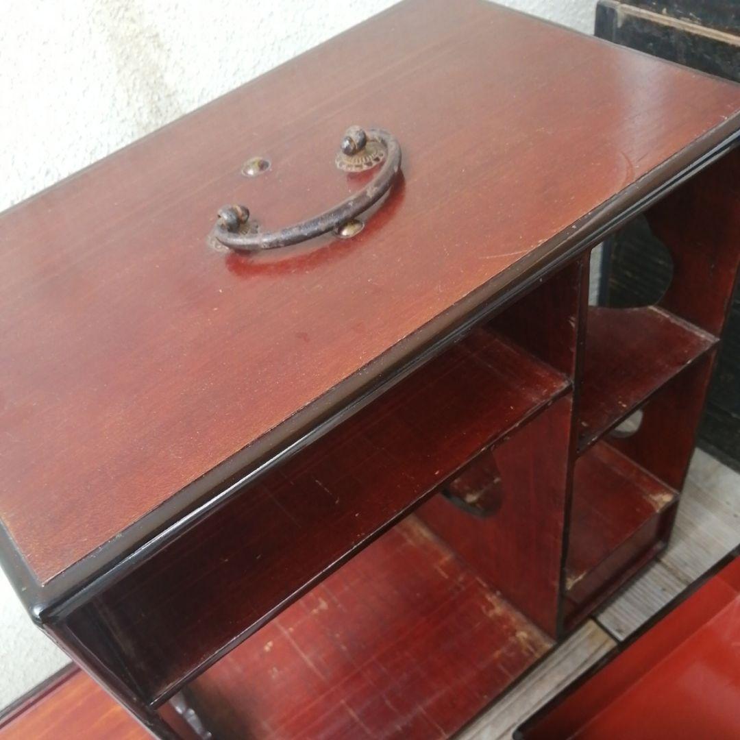 骨董　弁当箱　大名弁当　野点　木製　漆器　共木箱入　アンティーク　小物入