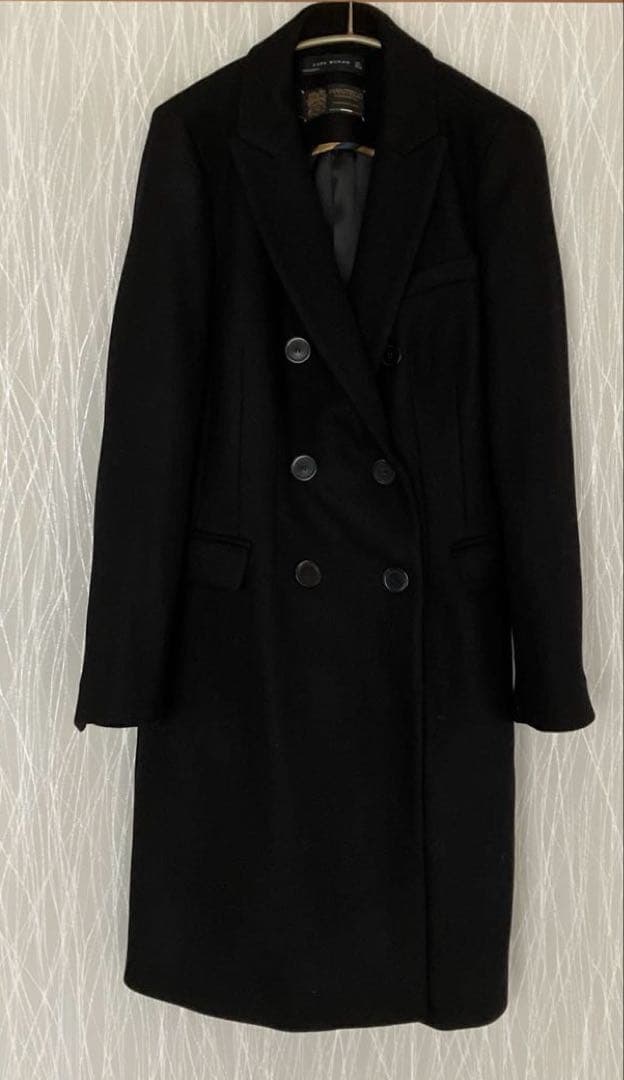 ZARA Woman MANTECO黒 ダブルチェスターコート L Large