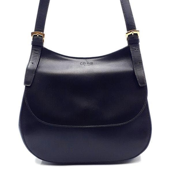 ◆外観美品◆ セリーヌ CELINE ショルダーバッグ 鞄 肩掛け レザー 黒系