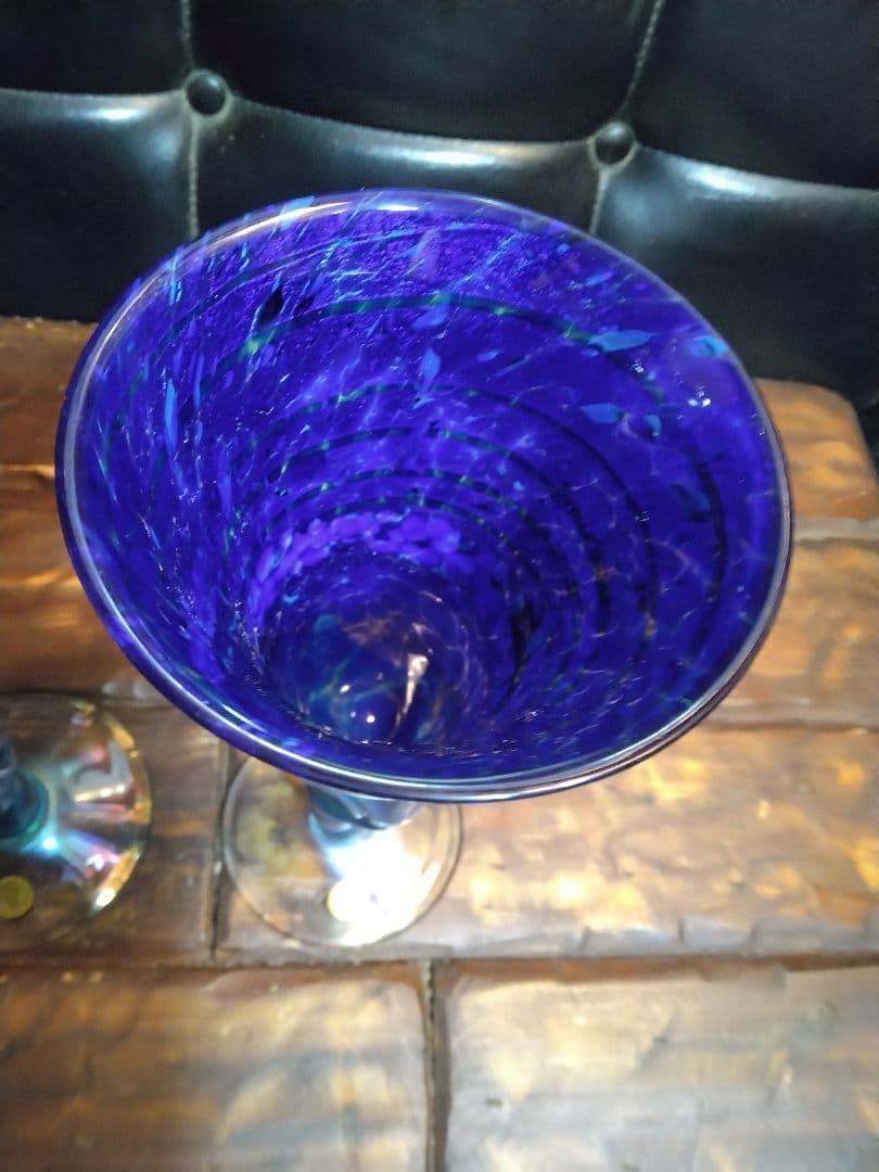 一点物　コリン・ヒーニー　ゴブレット　2個　アート　グラス　吹きガラス　サイン