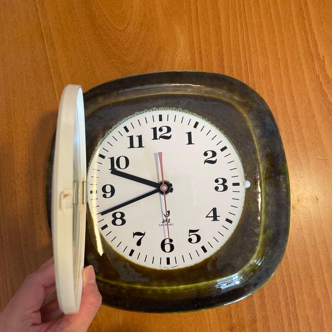 フランス　JAZ 陶器の掛時計　アンティーク品
