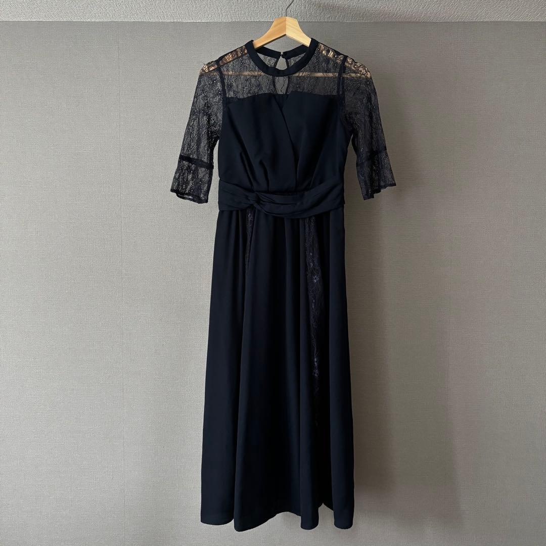 【niana】ビスチェ風ハイネックレース結婚式ワンピース