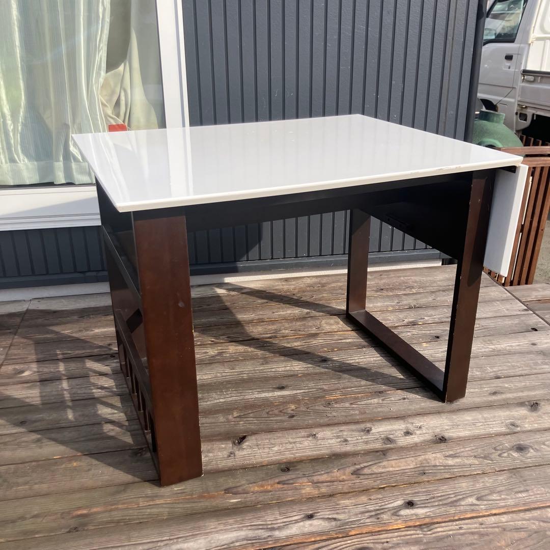 北欧レトロ ニトリ オープンシェルフ付きバタフライテーブル ダイニングテーブル