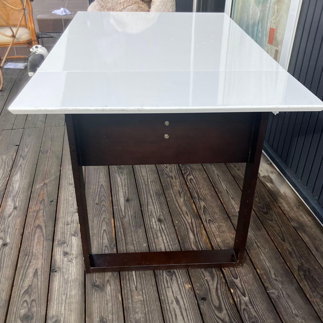 北欧レトロ ニトリ オープンシェルフ付きバタフライテーブル ダイニングテーブル