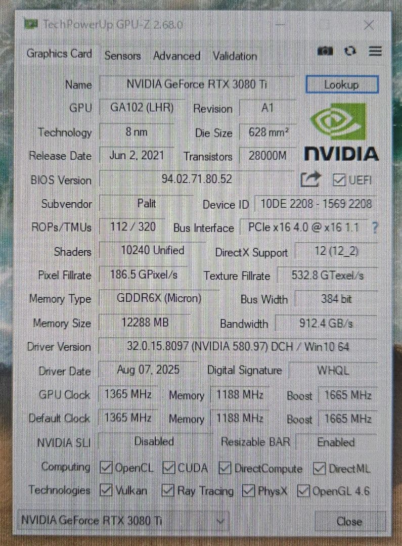 グラフィックボード・グラボ・ビデオカード Palit RTX3080Ti GAMINGPRO