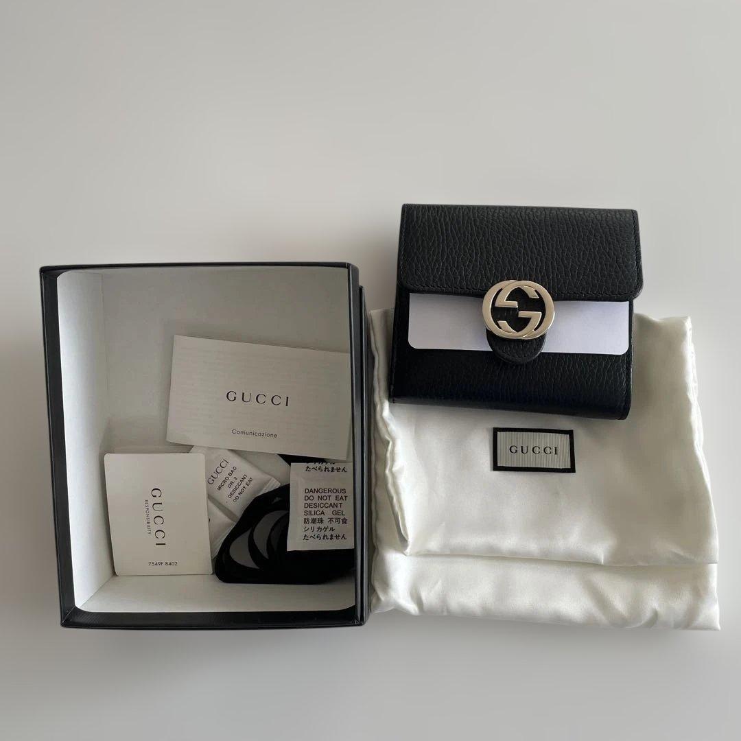 【新品】　グッチ インターロッキングG 二つ折り財布 財布 レディース