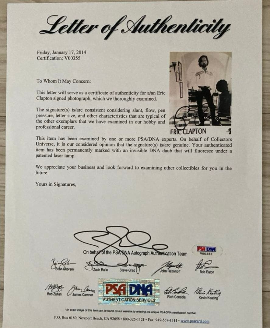エリック・クラプトン 直筆サイン入りアートフレーム