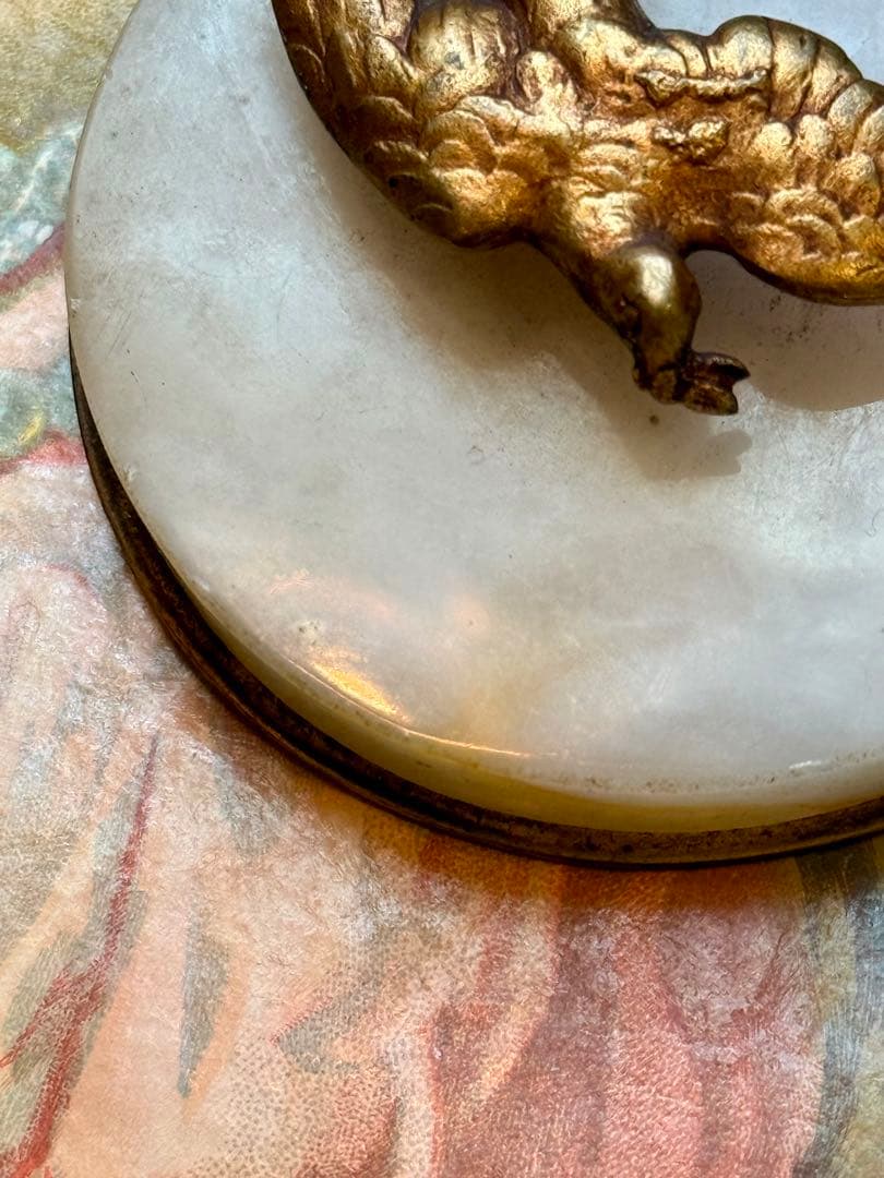 フランス　アンティーク　＊鳥のモチーフ&リボンフレーム＊　飾り　大理石