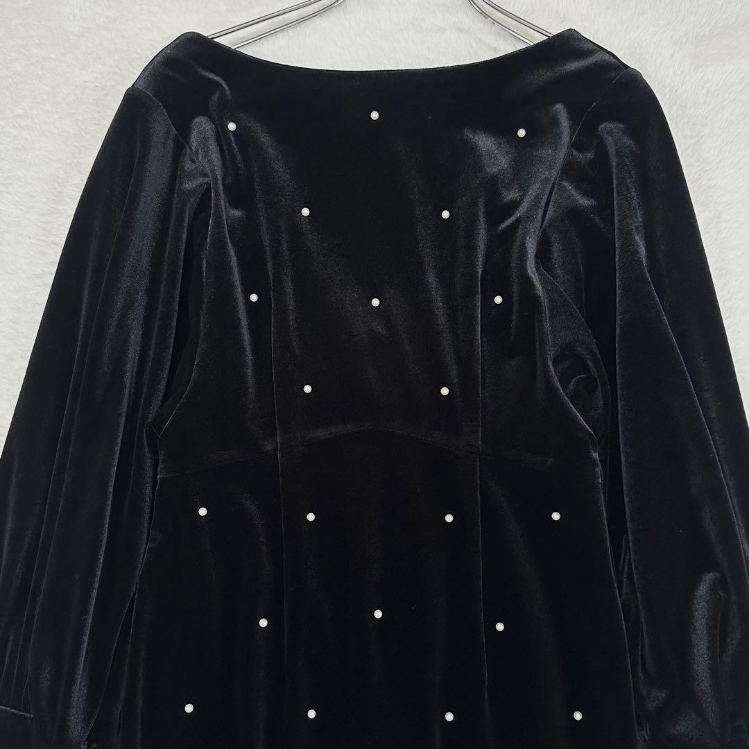 25AW 極美品✨Ameri アメリ バックオープン パール ベロアドレス S