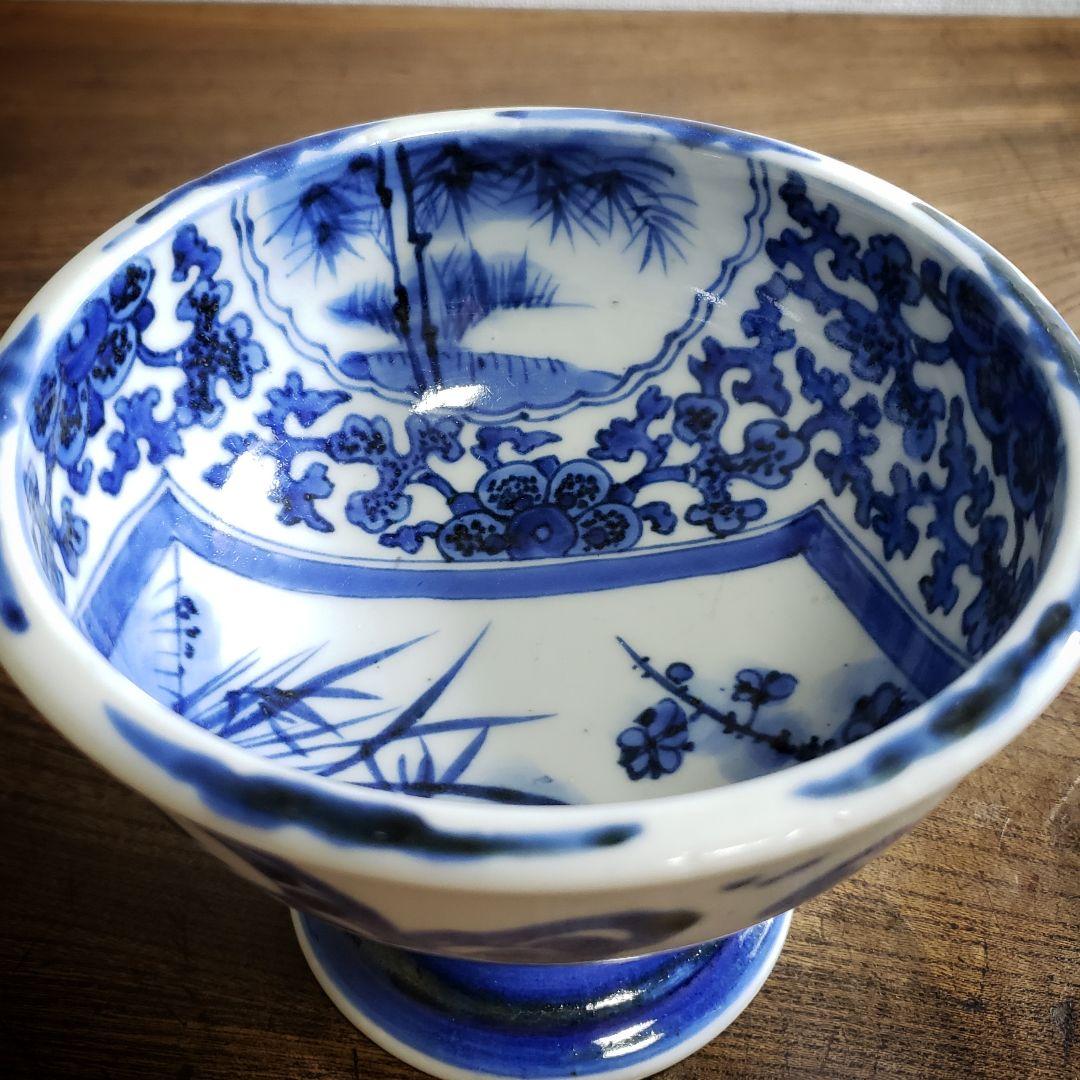 盃洗　江戸　鉄線唐草　花唐草　梅　四角窓　竹　草花　希少　だまし絵　古伊万里