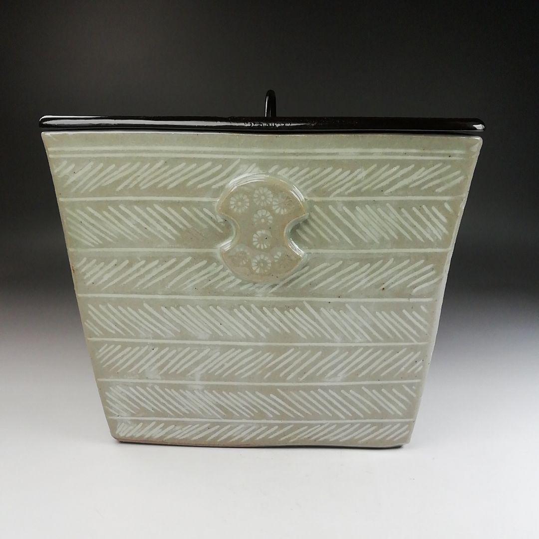 Ｔ８６５　水指　『玄々斎好　三島　角』『福森比路志』『塗師　木村表恵』　共箱