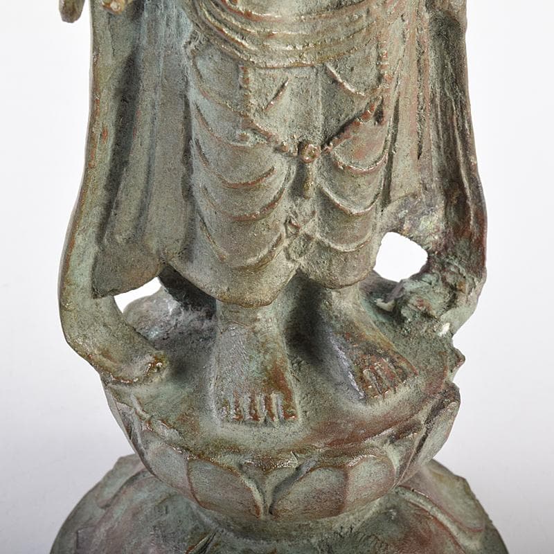 彫刻家　佐々木大樹作　青銅　観音像　仏像　重さ約1.9㎏　共箱　M　R7716B