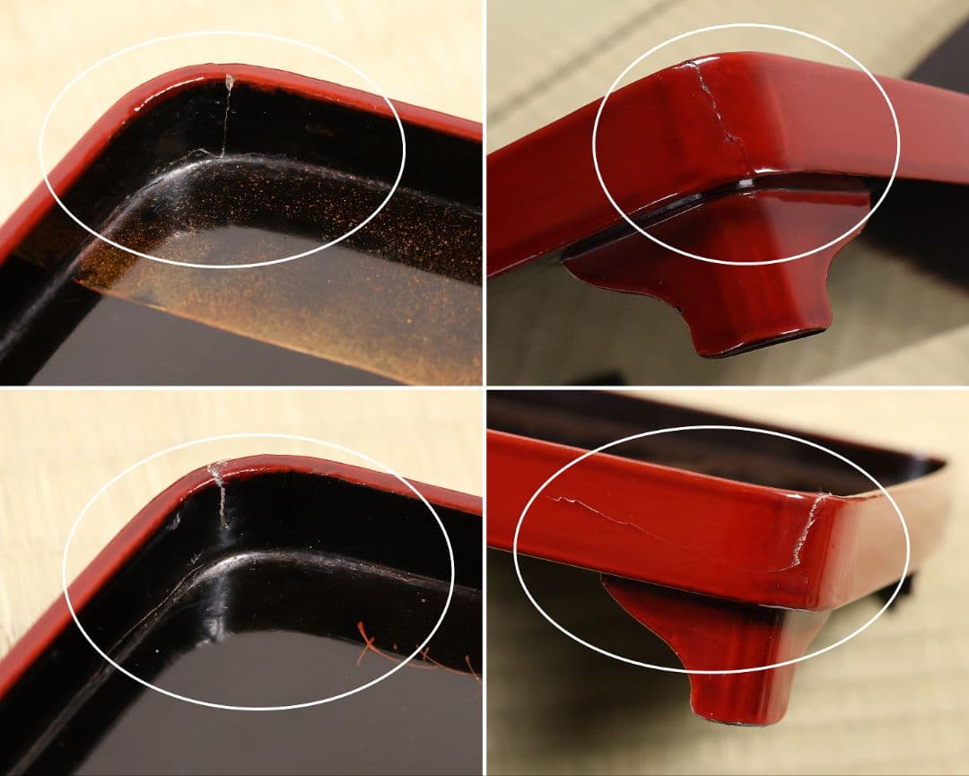 木製漆器 竹鶏蒔絵 吸物膳 五客 溜塗 黒塗 足付 四方膳 茶懐石 CM387