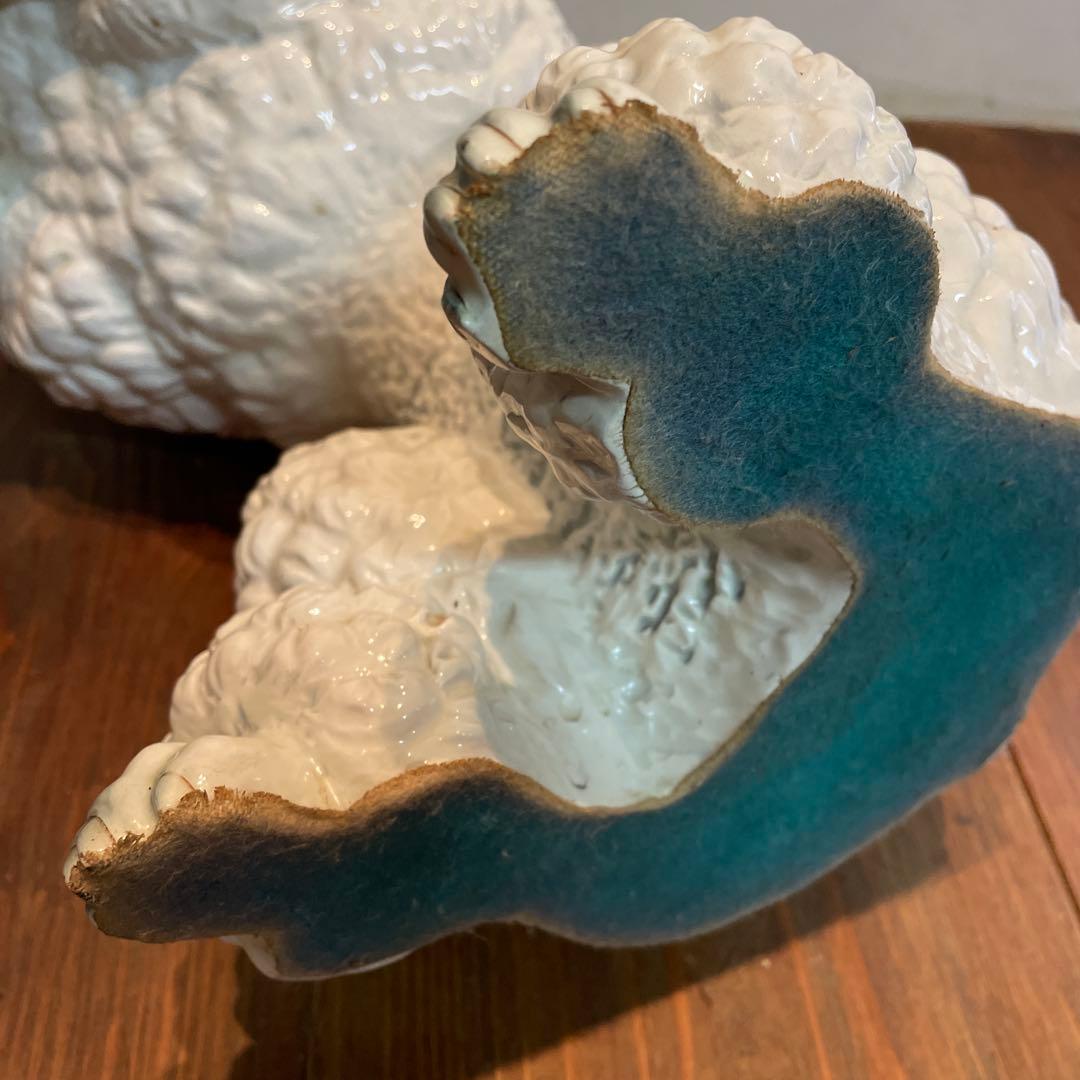 美品　陶器　プードル　置物　オブジェ　大きめ　リアル　表情豊かな　ヴィンテージ