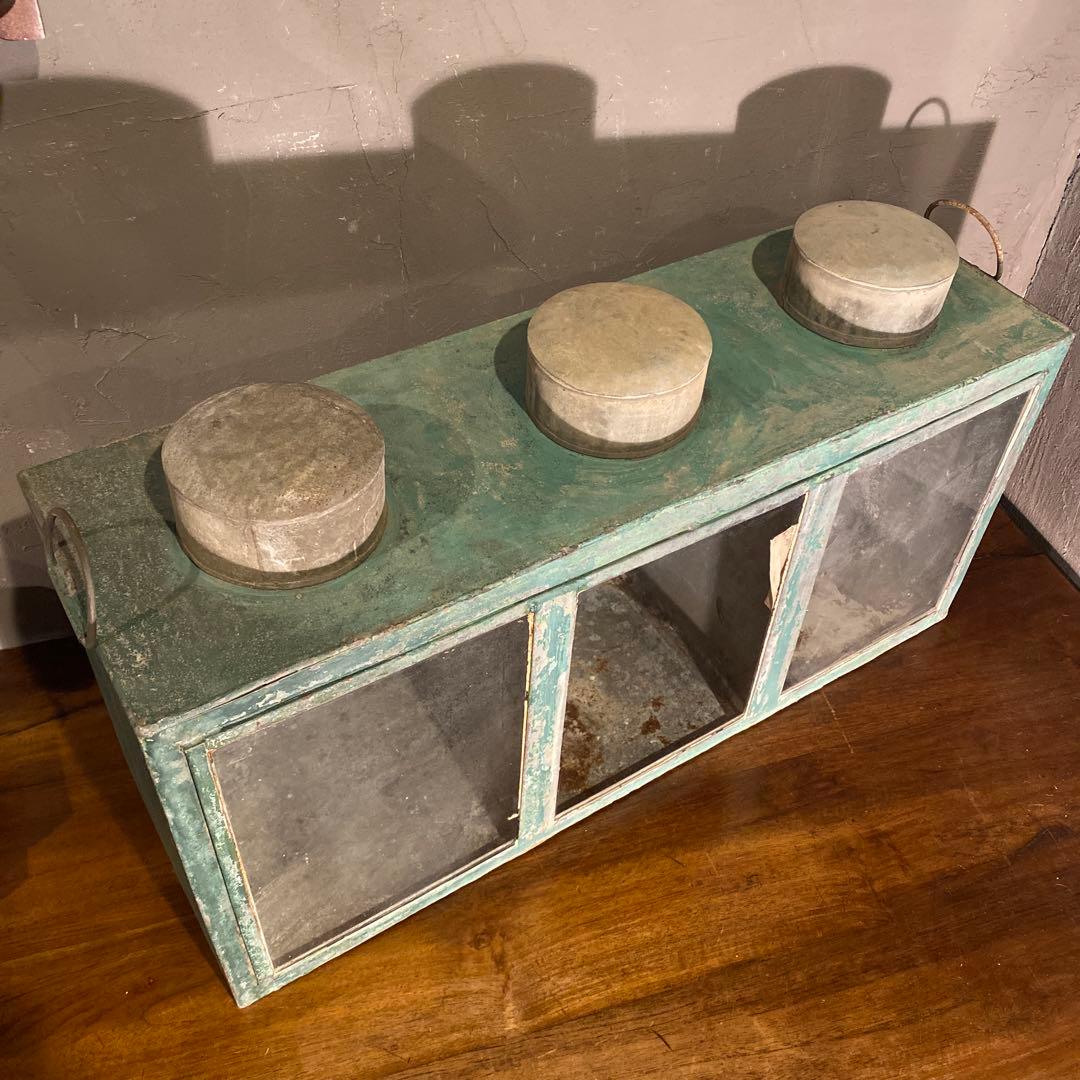 昭和レトロ 3連ディスプレイケース ショーケース 希少 駄菓子屋