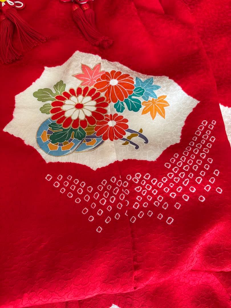 七五三　3歳　正絹　お着物セット　巾着　お草履付き