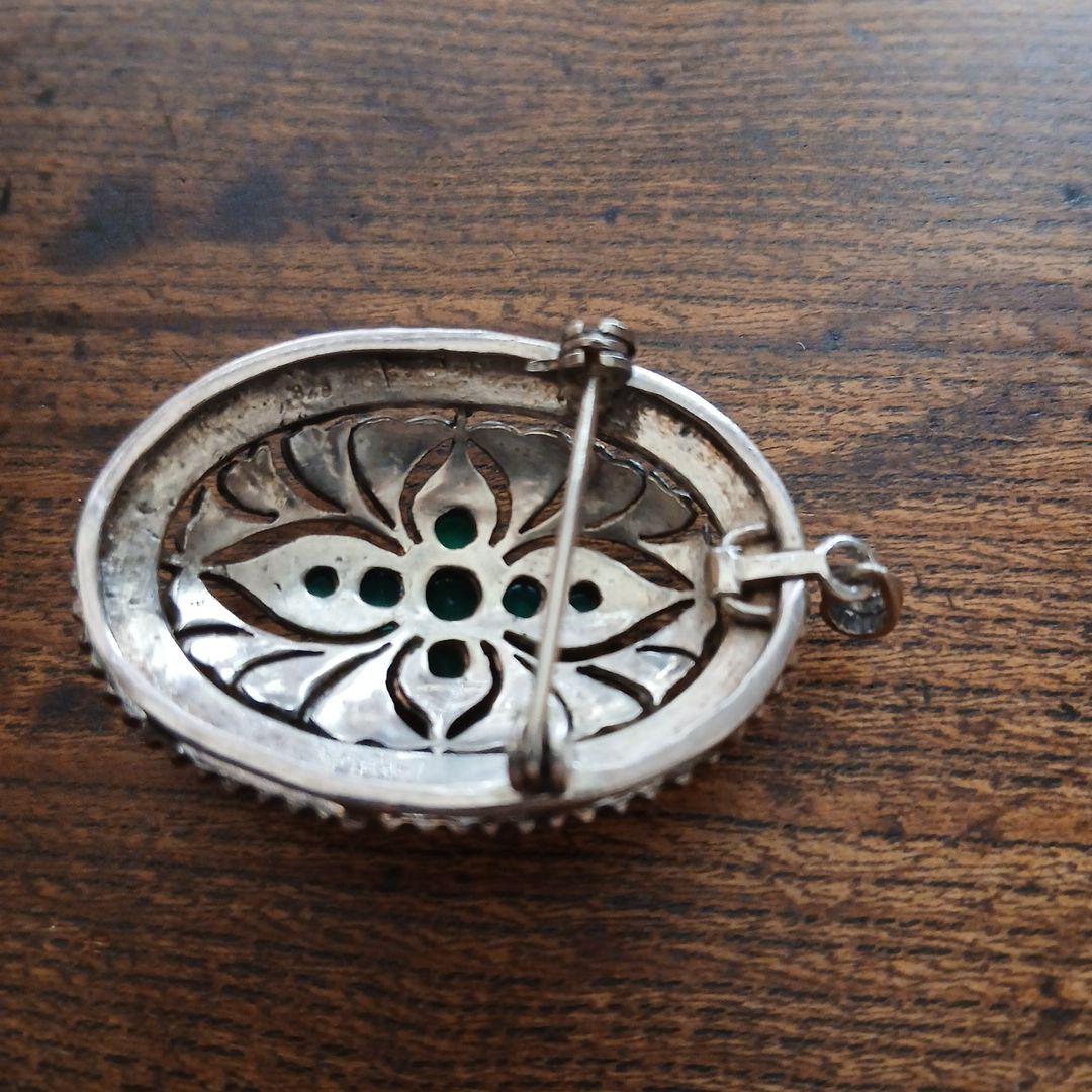 シルバー925 マーカサイト クロス デザイン ブローチ、ペンダント兼用 レトロ