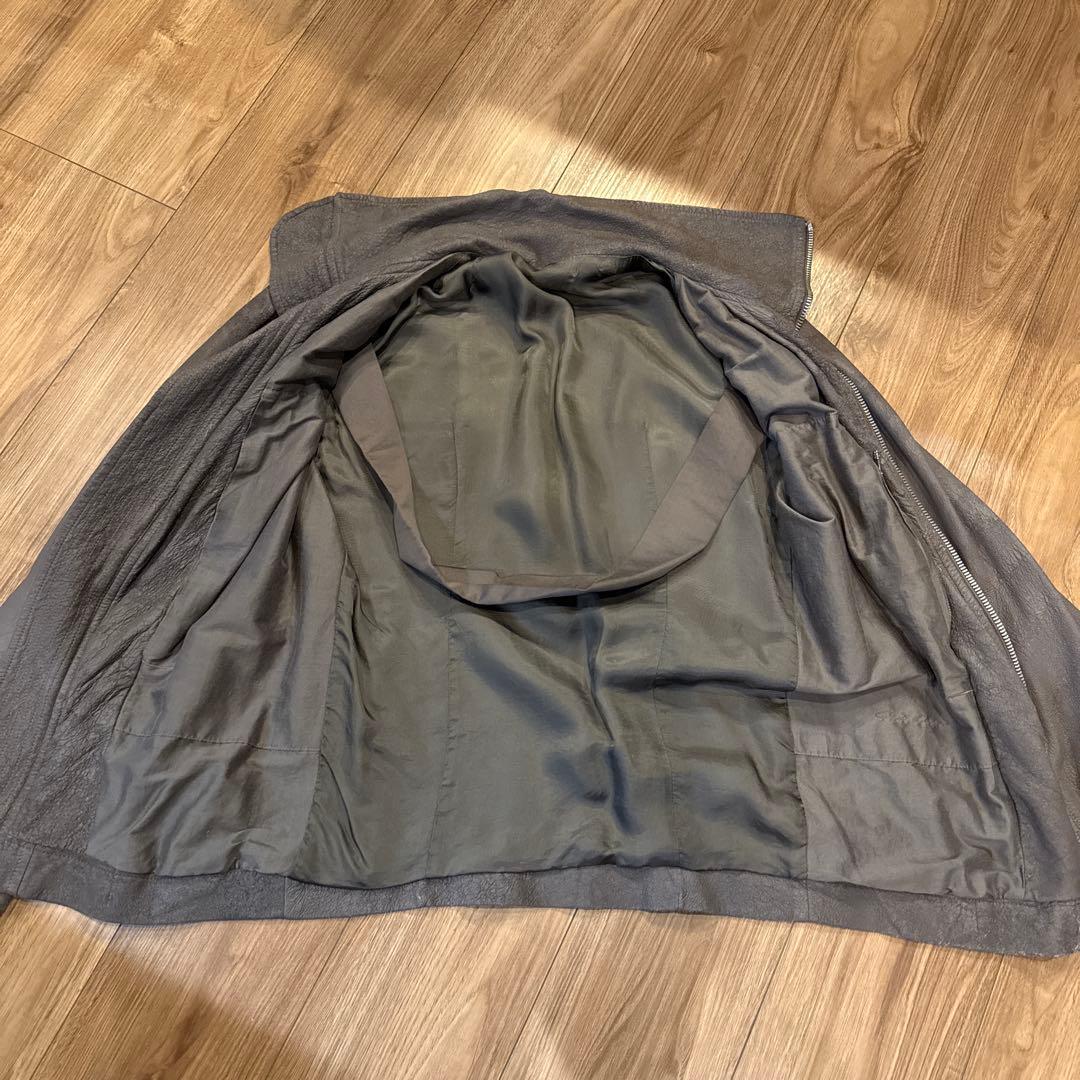 Rick owens RU3761グレー　レザージャケット シングルライダース