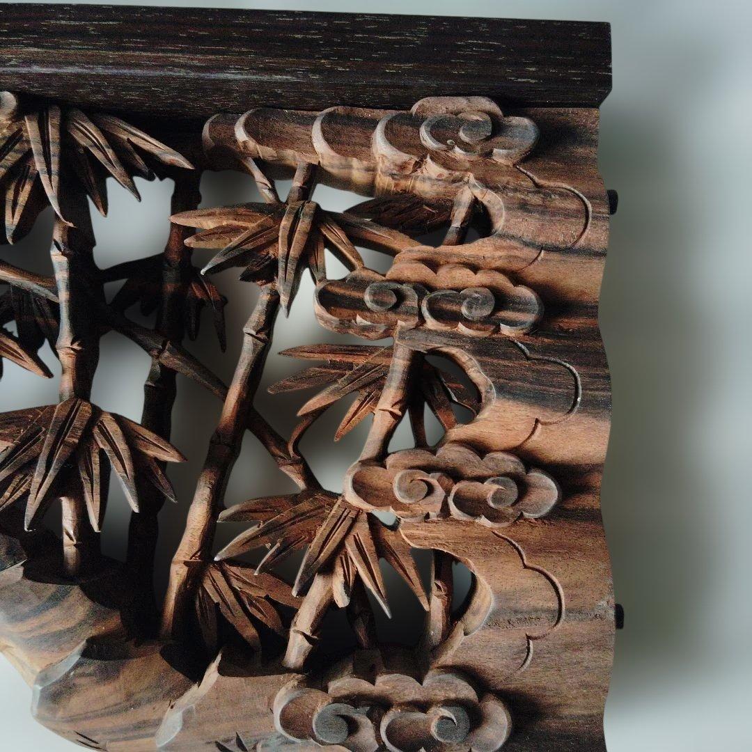 縞黒檀無垢欄間　仏壇用55cm巾