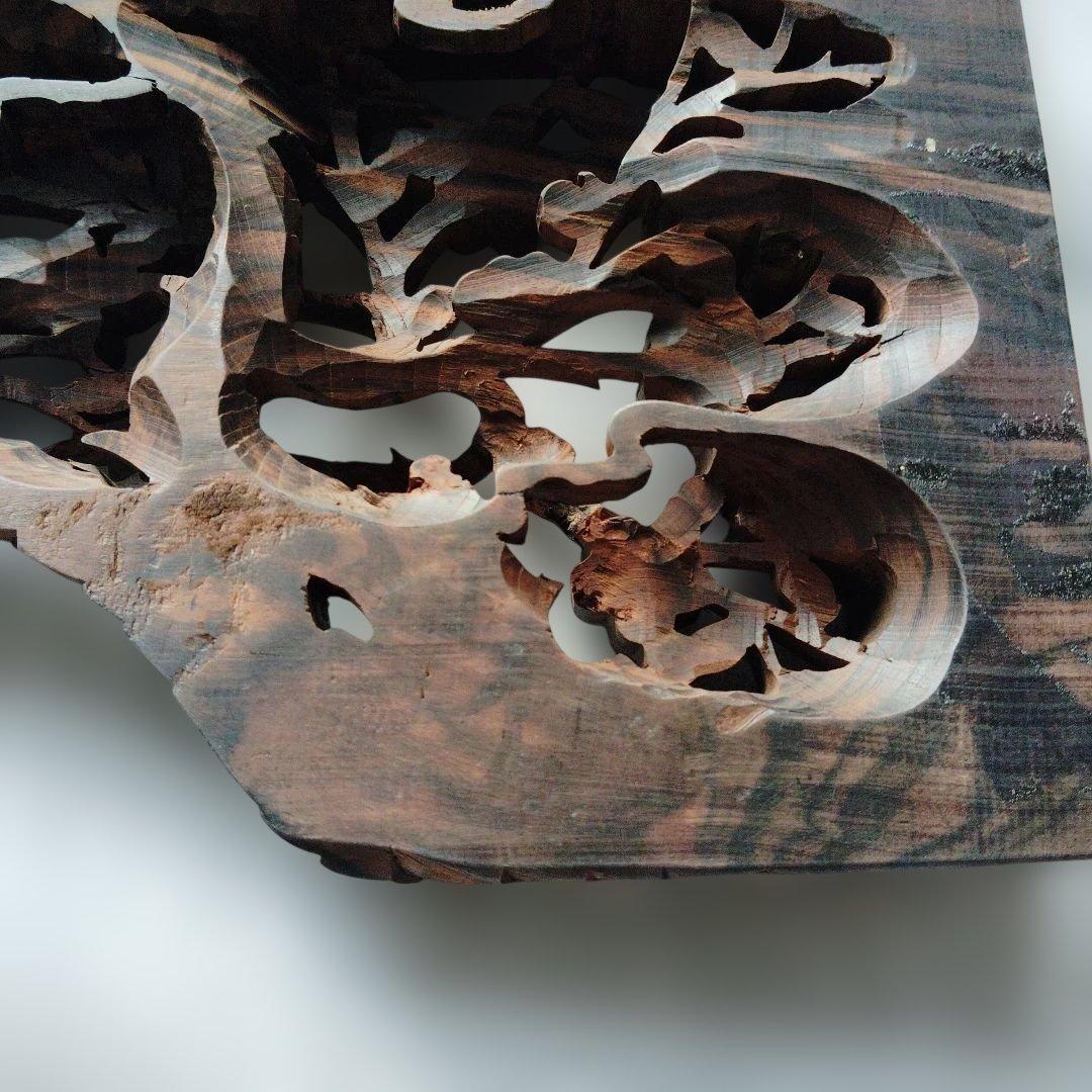 縞黒檀無垢欄間　仏壇用55cm巾