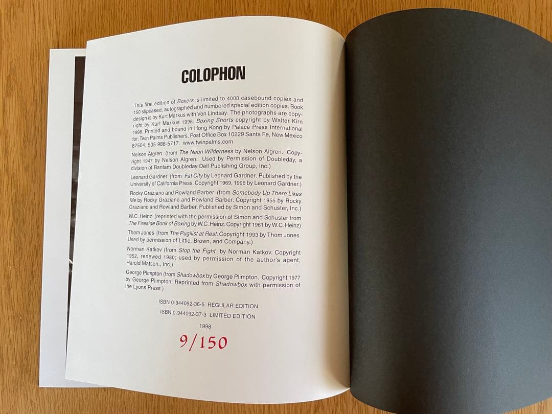  MARKUS 「BOXERS」 サイン入、布張り装丁150部限定本